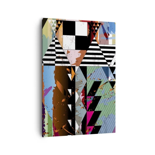 Impression sur toile - Image sur toile - Composition géométrique abstraite aux couleurs vives - 70x100cm - Géométrique et organique - Décoration murale moderne pour le salon et la chambre ARTTOR