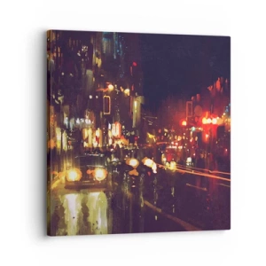 Impression sur toile - Image sur toile - Immergé dans les lumières de la nuit - 30x30 cm