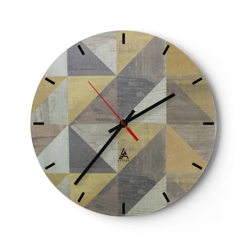 Horloge murale - Pendule murale - Motif géométrique de triangles dans les tons de gris et de beige - 30x30cm - Suivant l'angle du triangle - Décoration murale moderne pour le salon, la cuisine et la chambre ARTTOR