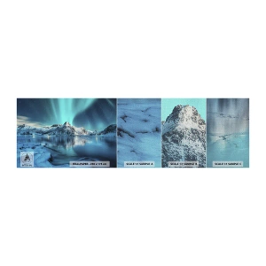 Échantillon de Papier Peint Premium Canvas - Nuit de lumières - Aurores boréales, Norvège, Paysage - 100x30 cm