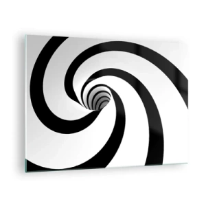 Impression sur verre - Image sur verre - Motif en spirale hypnotique en noir et blanc - 70x50cm - Céder au vortex ? - Décoration murale moderne pour le salon et la chambre ARTTOR