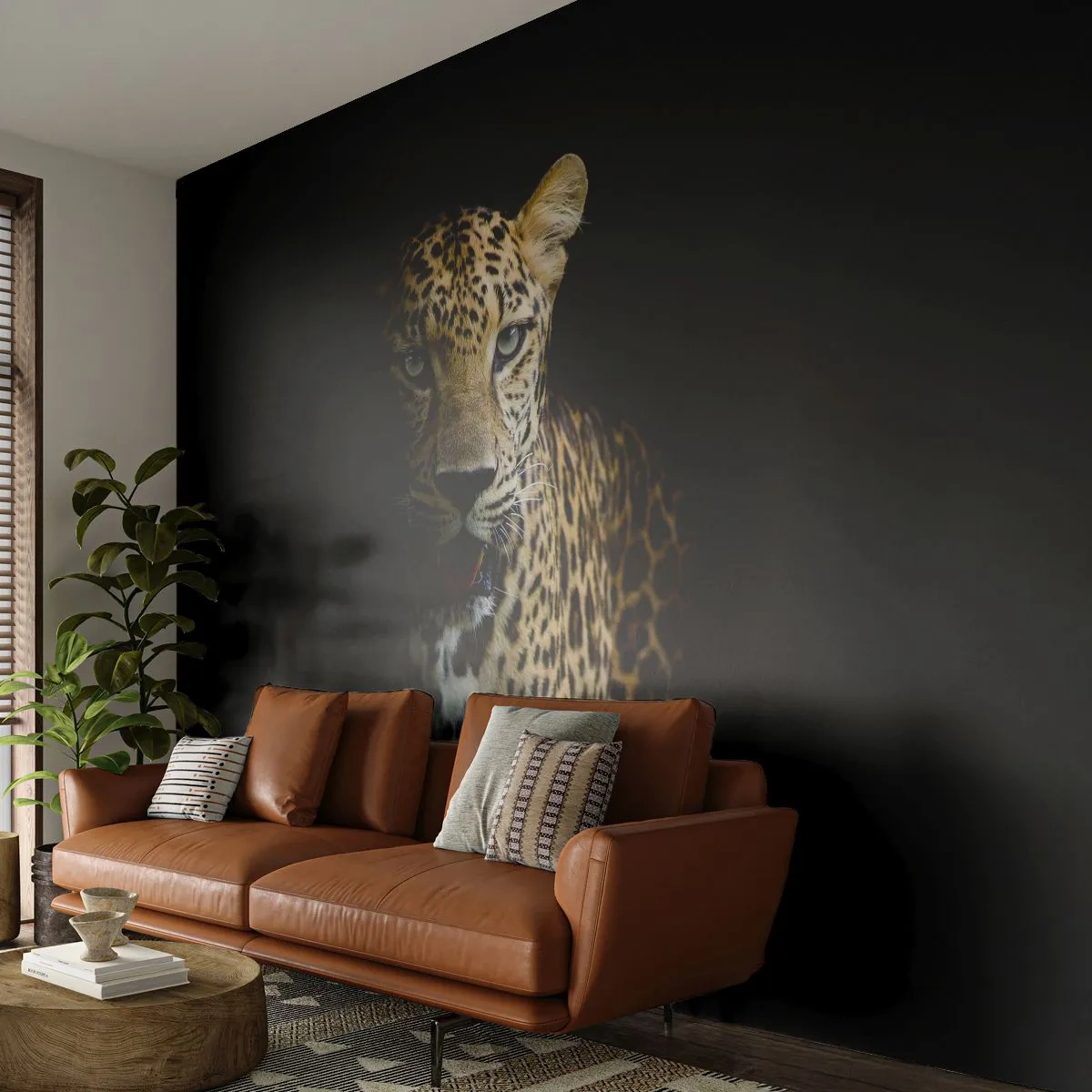 Papier Peint Autocollant Deluxe Sticker - Beauté sombre - Animaux, léopard, Chat sauvage - 250x175 cm