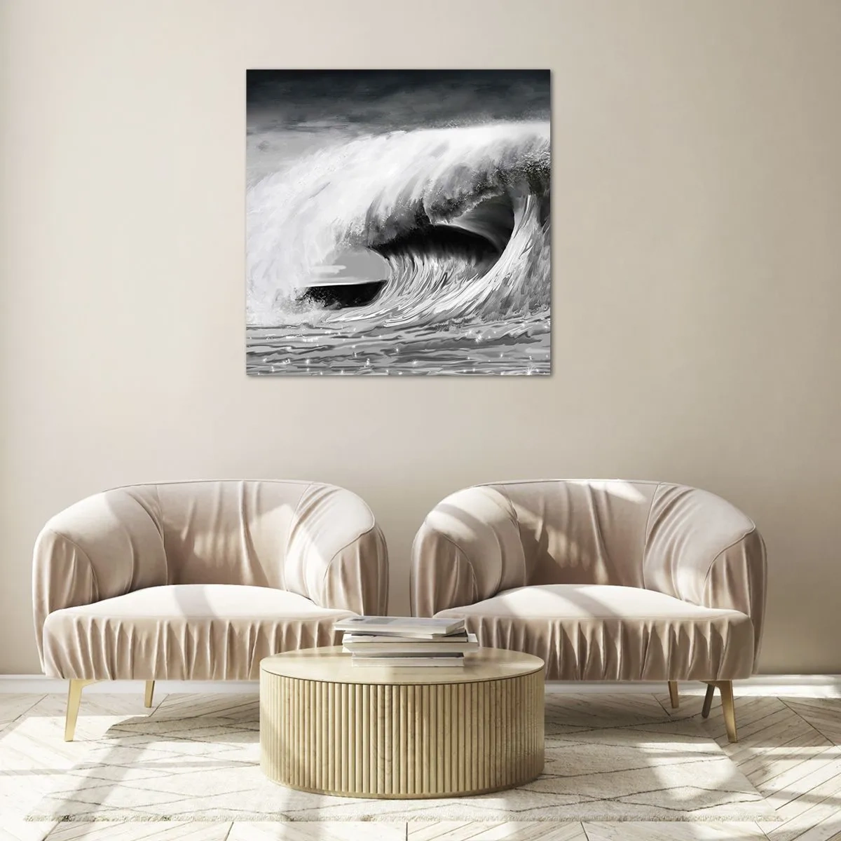 Impression sur verre - Image sur verre - La colère de l'océan - 40x40 cm