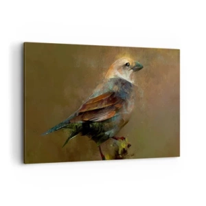 Impression sur toile - Image sur toile - Une interprétation artistique d'un moineau sur fond marron - 100x70cm - Un moineau, un petit oiseau - Décoration murale moderne pour le salon et la chambre ARTTOR