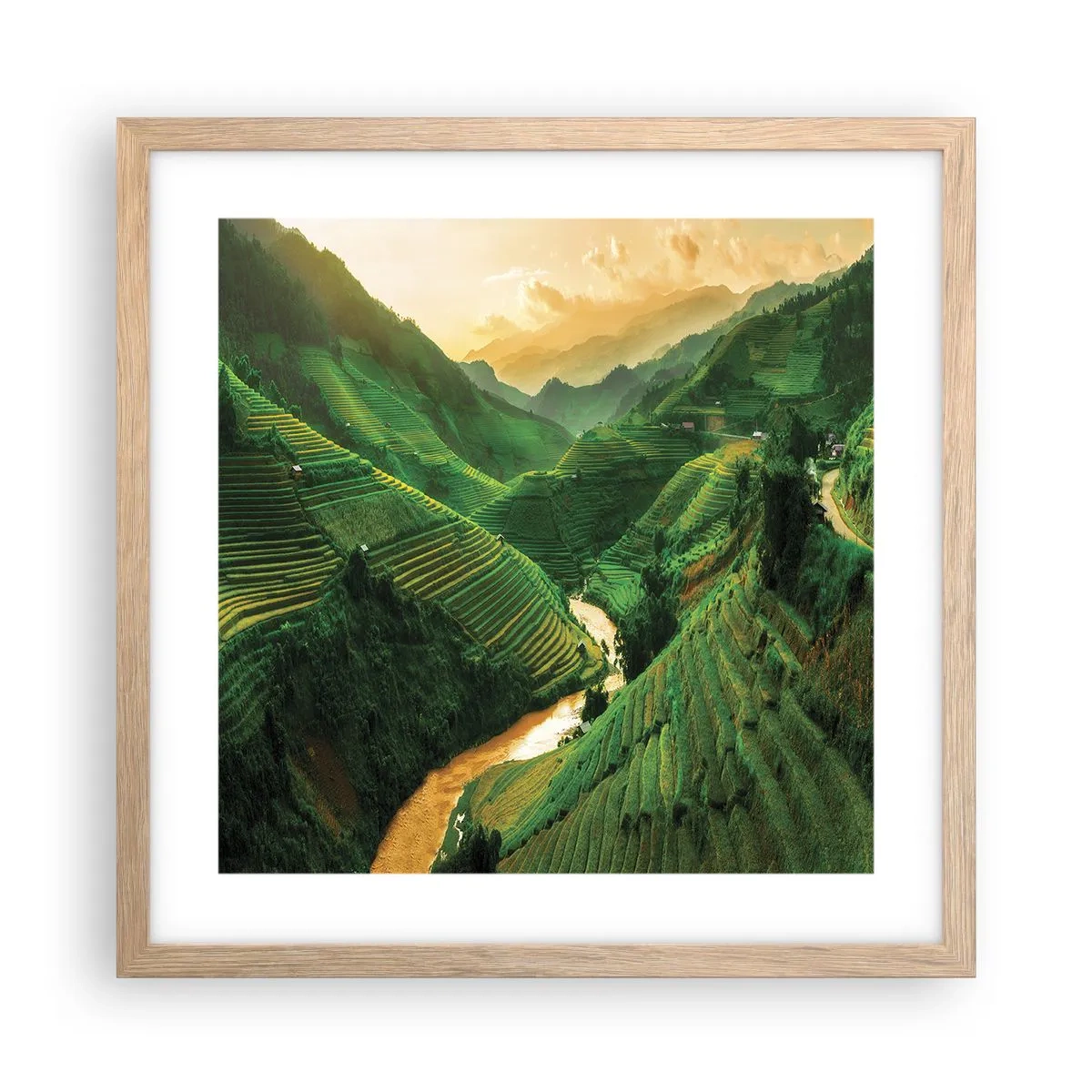 Affiche dans un chêne clair - Poster - Vallée vietnamienne - 40x40 cm