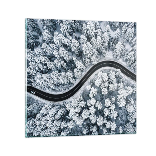 Impression sur verre - Image sur verre - À travers une forêt d'hiver - 30x30 cm