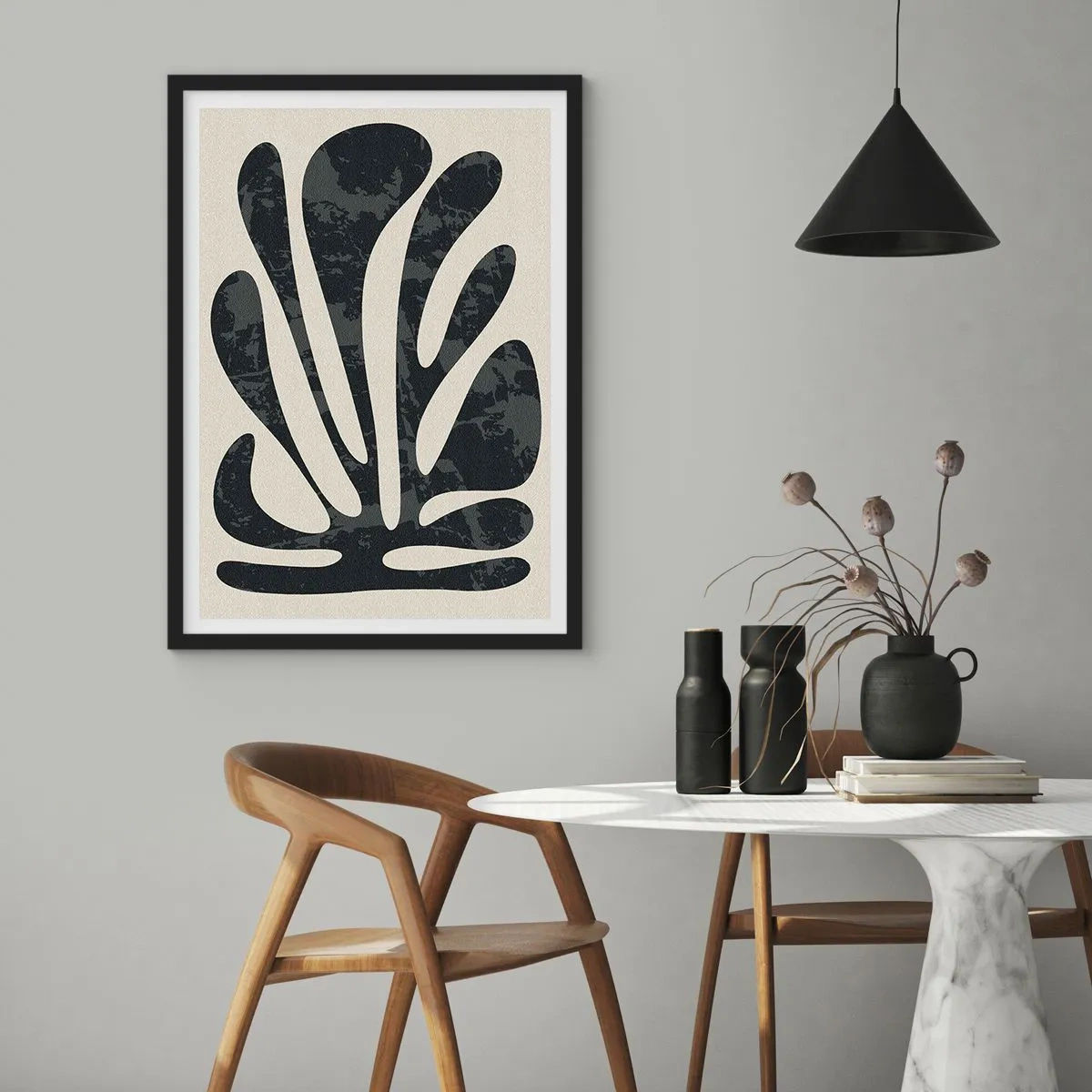 Affiche dans un cadre noir - Poster - Abstraction à plusieurs doigts - 50x70 cm