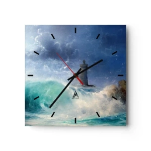 Horloge murale - Pendule murale - Un phare entouré de vagues agitées et de nuages - 30x30cm - En garde contre les éléments - Décoration murale moderne pour le salon et la chambre ARTTOR