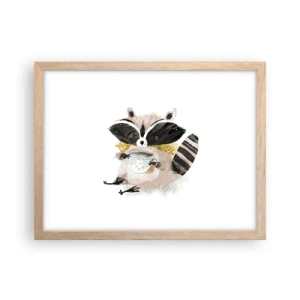 Affiche dans un chêne clair - Poster - Mon ami le raton laveur - 40x30 cm