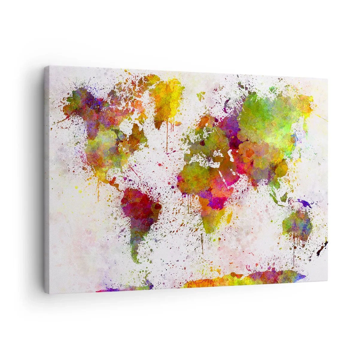 Impression sur toile - Image sur toile - Une carte du monde colorée dans un style abstrait - 70x50cm - D'une certaine manière ça s'est passé de la même façon - Décoration murale moderne pour le salon et la chambre ARTTOR