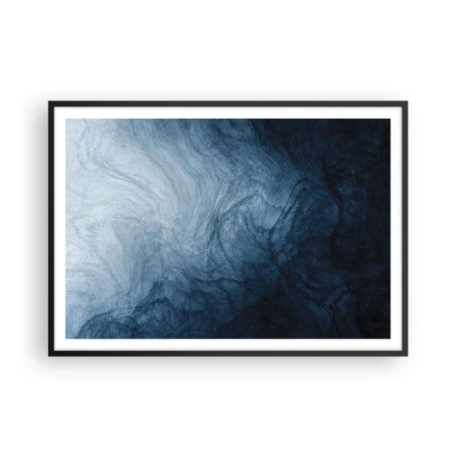 Affiche dans un cadre noir - Poster - Une composition abstraite dans les tons de bleu et bleu marine. - 100x70cm - Atteindre en profondeur - Décoration murale moderne pour le salon et la chambre ARTTOR