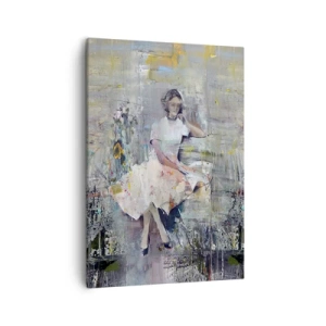 Impression sur toile - Image sur toile - Portrait artistique d'une femme aux couleurs pastel - 50x70cm - Classique et moderne - Décoration murale moderne pour le salon et la chambre ARTTOR