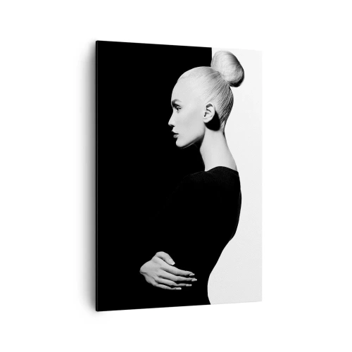Impression sur toile - Image sur toile - Portrait élégant d'une femme sur fond noir et blanc - 70x100cm - Tout simplement une femme - Décoration murale moderne pour le salon et la chambre ARTTOR