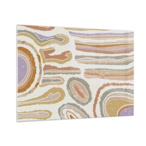 Impression sur verre - Image sur verre - Formes abstraites colorées ressemblant à des coupes minérales - 100x70cm - Coupes transversales colorées - Décoration murale moderne pour le salon et la chambre ARTTOR