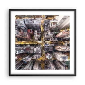 Affiche dans un cadre noir - Poster - Salutations de Hong-Kong - 50x50 cm