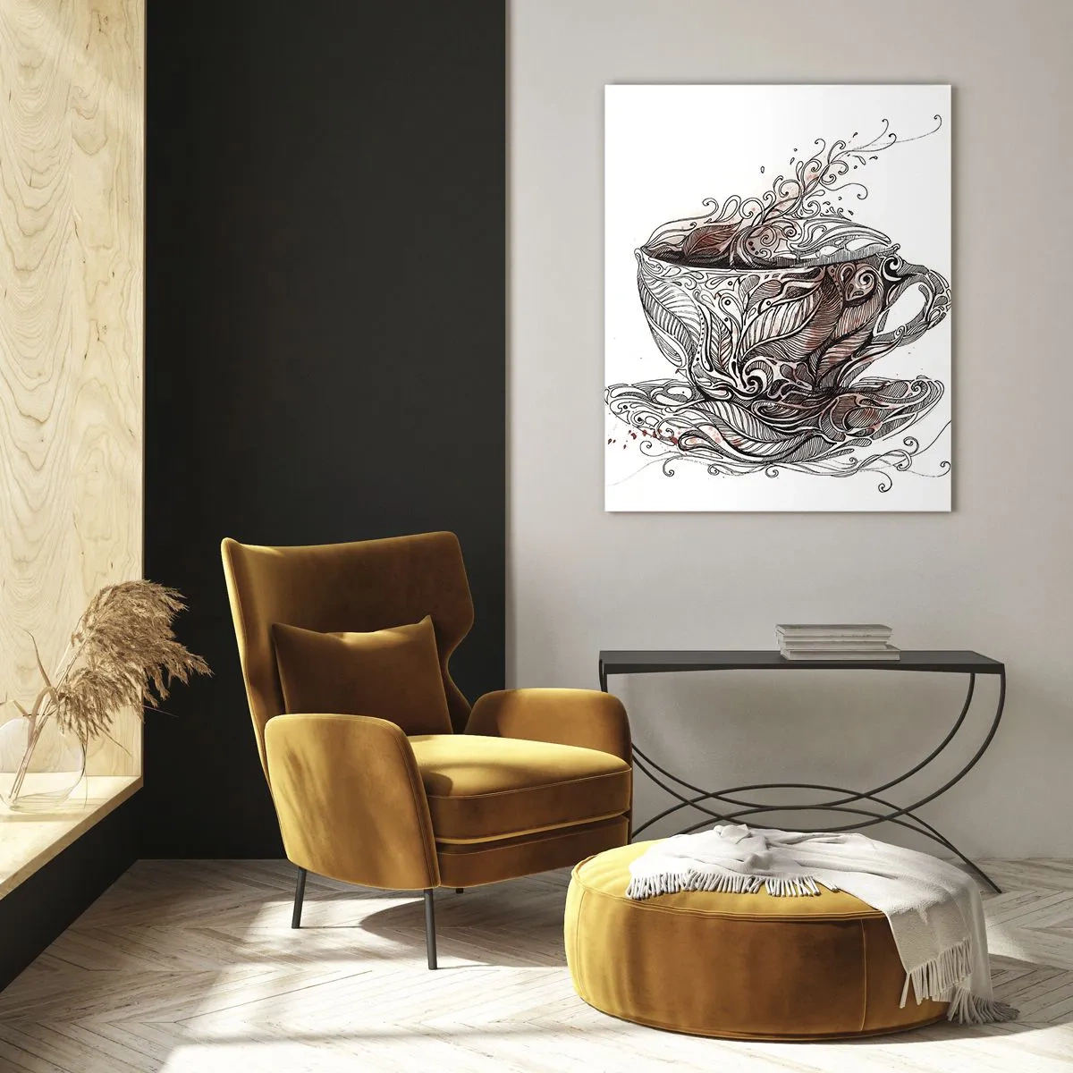 Impression sur verre - Image sur verre - Tasse à café décorative avec un motif artistique - 80x120cm - Du thé, bon pour tout - Décoration murale moderne pour le salon et la chambre ARTTOR