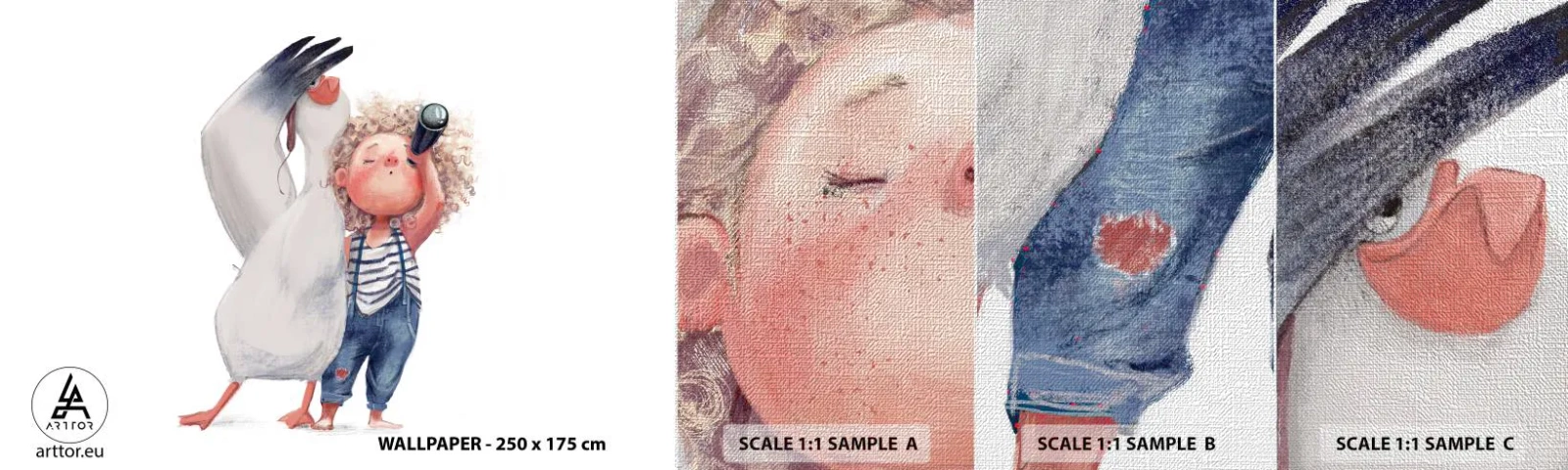 Échantillon de Papier Peint Premium Canvas - Plan de grand voyage - Pour les enfants, Amitié, Fille - 100x30 cm