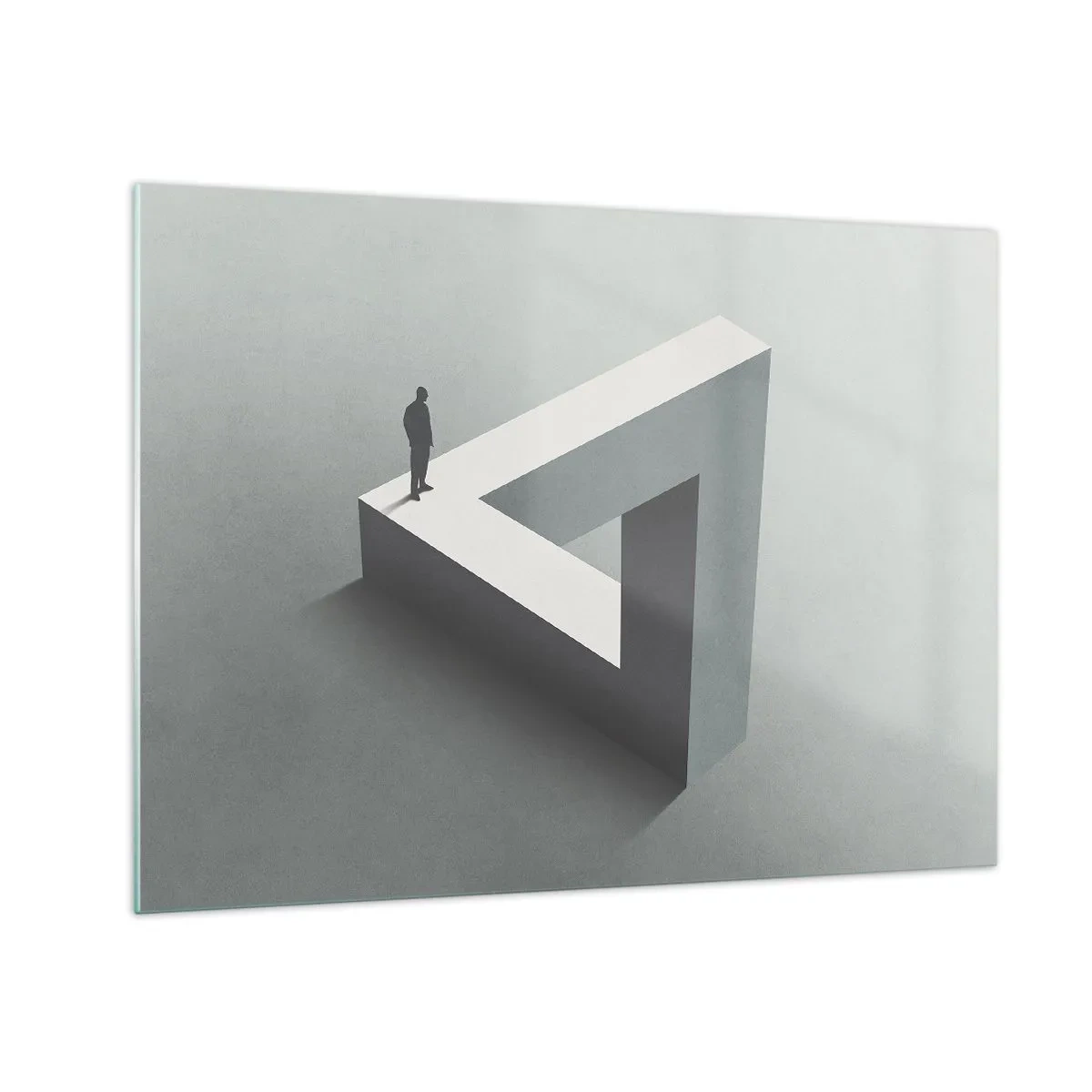 Impression sur verre - Image sur verre - Une figure sur une structure géométrique dans le style d'une illusion d'optique - 70x50cm - Mais c'est possible - Décoration murale moderne pour le salon et la chambre ARTTOR