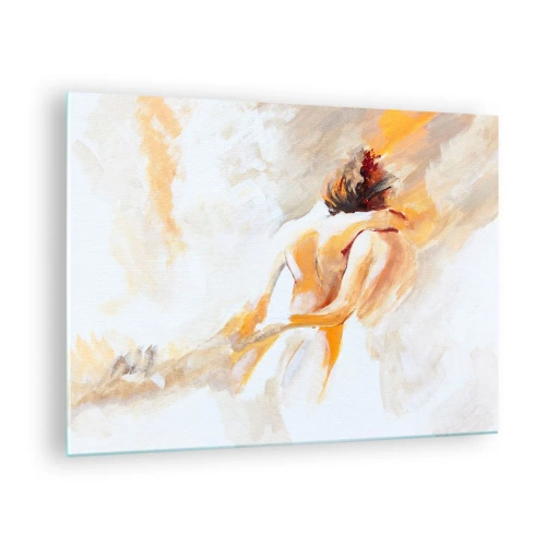 Impression sur verre - Image sur verre - Un nude délicat aux couleurs pastel chaudes - 70x50cm - Proximité dans le ciel - Décoration murale moderne pour le salon et la chambre ARTTOR