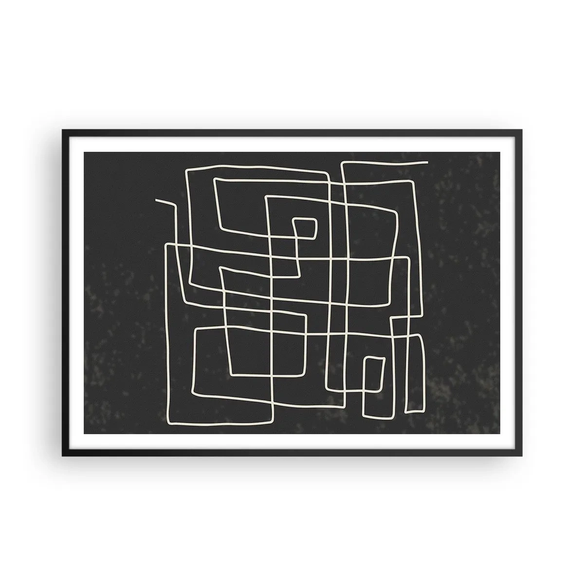 Affiche dans un cadre noir - Poster - Motif géométrique abstrait sur fond sombre - 100x70cm - Pas aussi simple - Décoration murale moderne pour le salon et la chambre ARTTOR