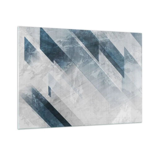 Impression sur verre - Image sur verre - Rayures géométriques dans les tons de gris et bleu marine - 100x70cm - Composition spatiale - mouvement gris - Décoration murale moderne pour le salon et la chambre ARTTOR