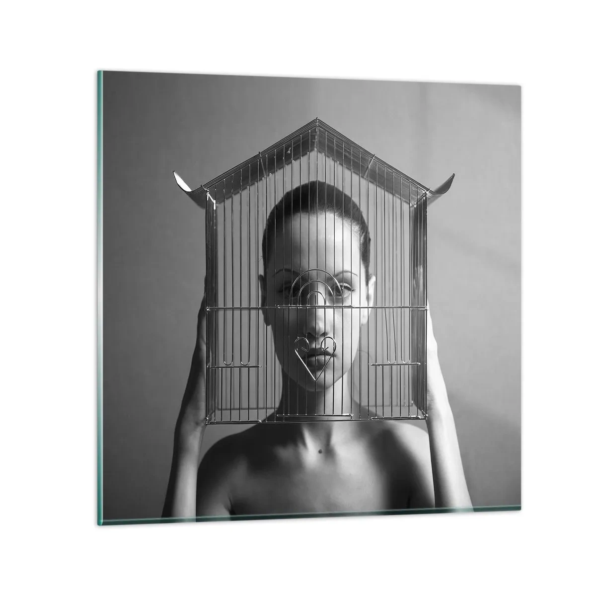 Impression sur verre - Image sur verre - Portrait un peu surréaliste - 50x50 cm