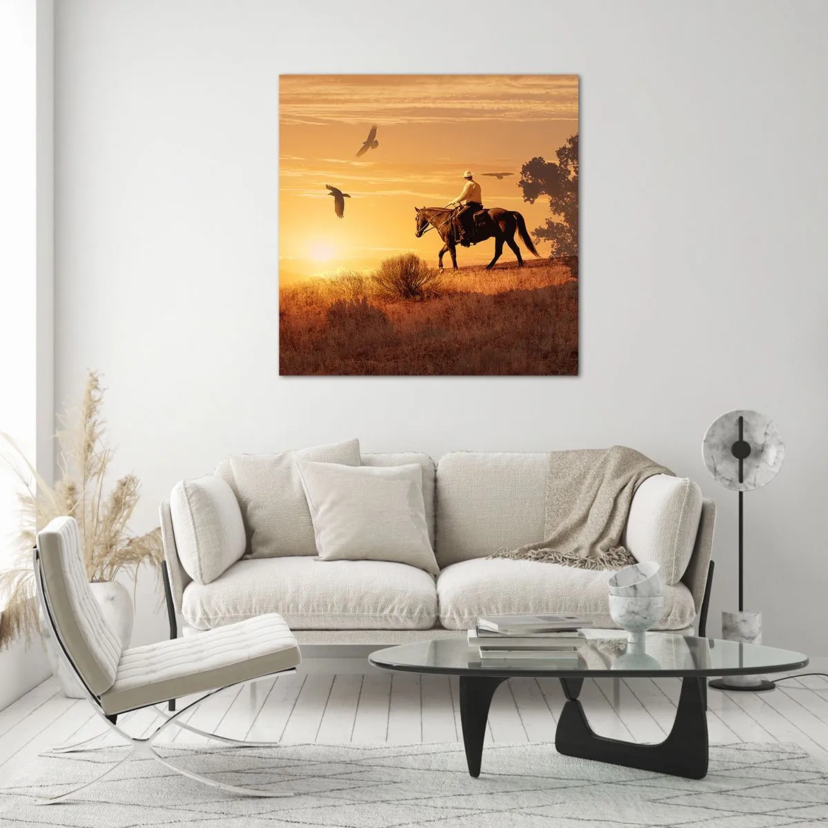 Impression sur verre - Image sur verre - Seul à travers la prairie - 40x40 cm