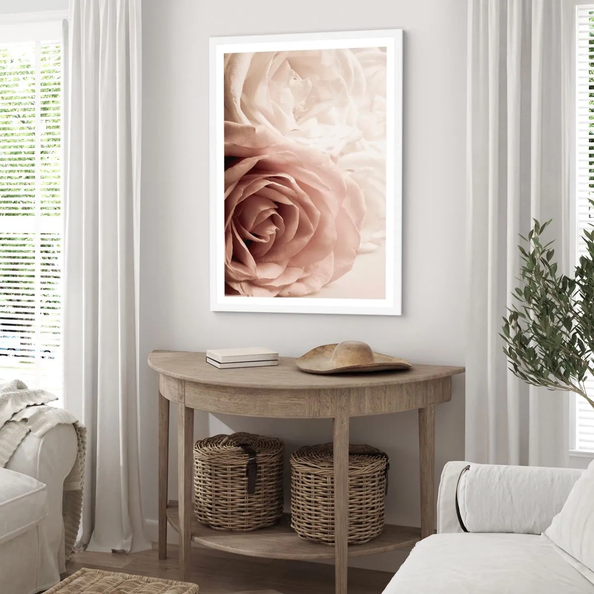 Affiche dans un cadre blanc - Poster - Au coeur d'ue la rose - 50x70 cm