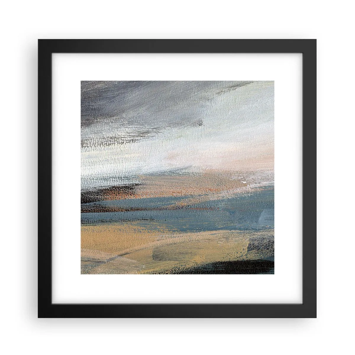 Affiche dans un cadre noir - Poster - Abstraction : paysage nordique - 30x30 cm