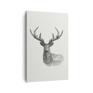 Impression sur toile - Image sur toile - Image géométrique d'un cerf dans un style minimaliste en noir et blanc - 80x120cm - Cerf dans un style cubique - Décoration murale moderne pour le salon et la chambre ARTTOR