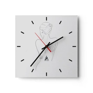 Horloge murale - Pendule murale - Une ligne de contour montrant une silhouette féminine sur un fond clair - 30x30cm - Musique corporelle - Décoration murale moderne pour le salon et la chambre ARTTOR