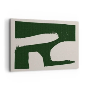 Impression sur toile - Image sur toile - Abstrait minimaliste en vert sur fond clair - 120x80cm - Baies blanches - Décoration murale moderne pour le salon et la chambre ARTTOR