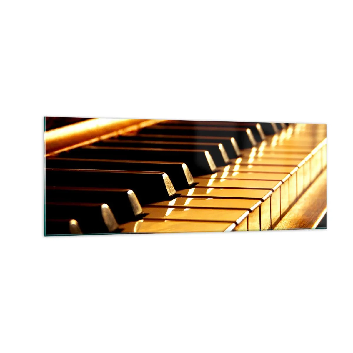 Impression sur verre - Image sur verre - Clavier de piano sous un éclairage doré - 140x50cm - Des possibilités infinies - Décoration murale moderne pour le salon et la chambre ARTTOR