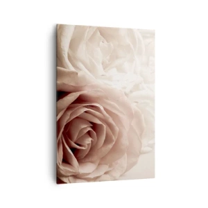Impression sur toile - Image sur toile - Roses délicates dans des tons pastel de beige - 70x100cm - Au coeur d'ue la rose - Décoration murale moderne pour le salon et la chambre ARTTOR