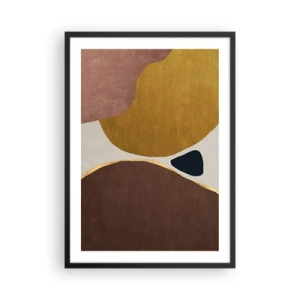 Affiche dans un cadre noir - Poster - Composition géométrique abstraite aux couleurs chaudes - 50x70cm - L'abstraction – une place dans l'espace - Décoration murale moderne pour le salon et la chambre ARTTOR