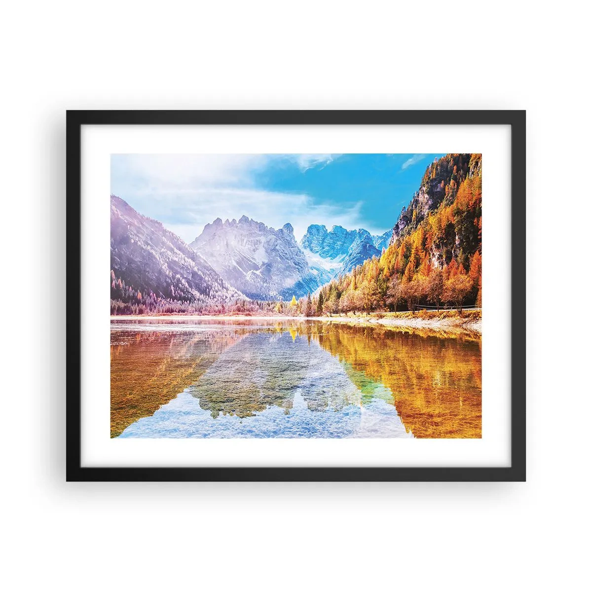 Affiche dans un cadre noir - Poster - C'est déjà le printemps à la montagne - 50x40 cm