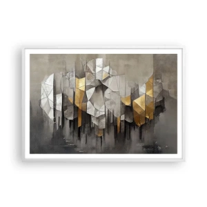 Affiche dans un cadre blanc - Poster - Composition de glace et de lumière - 100x70 cm