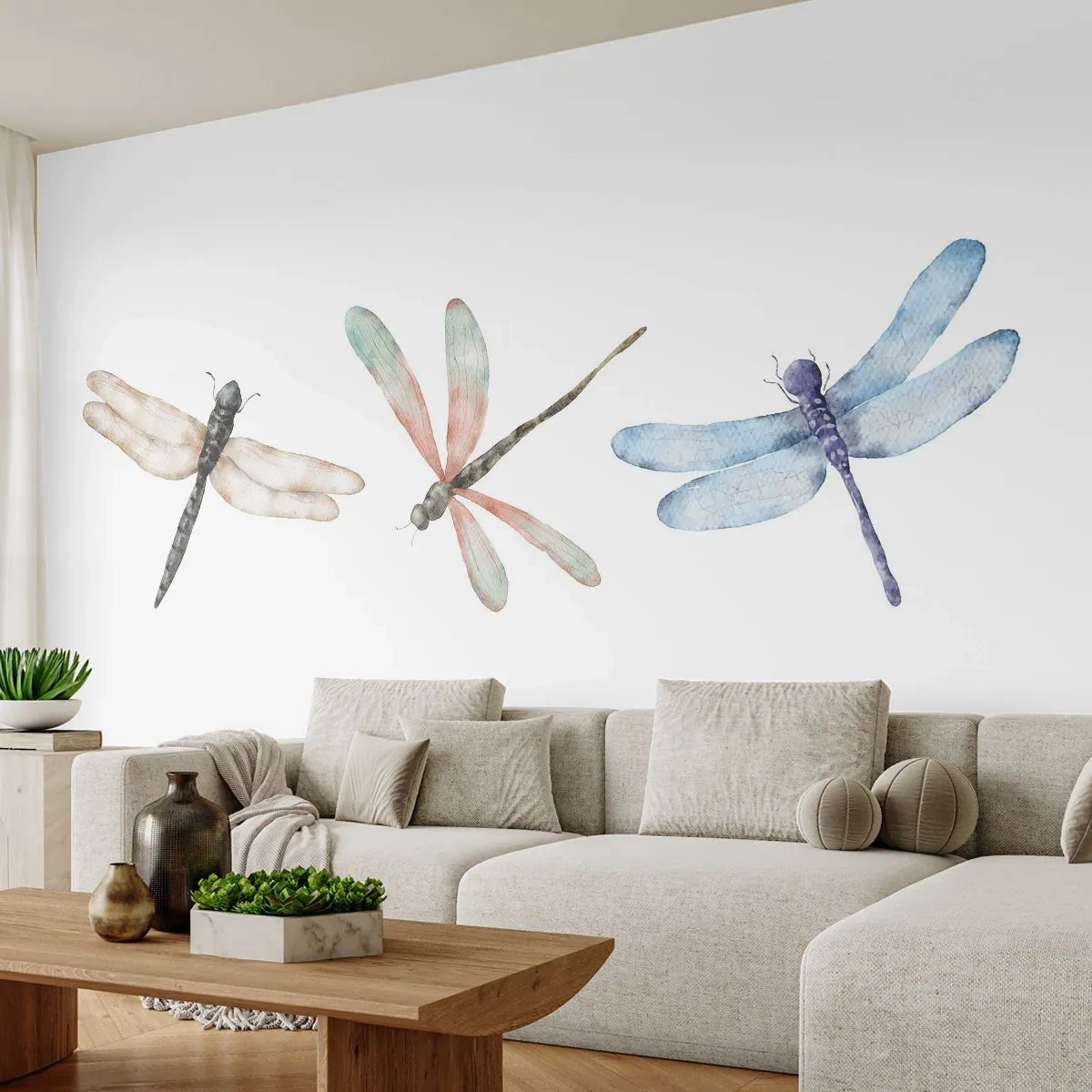 Papier Peint Photo Premium Canvas - Libellules en apesanteur - Insectes, Minimaliste, Lourd - 250x175 cm