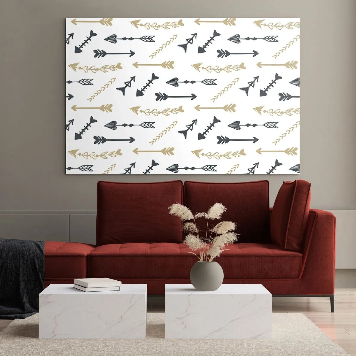 Impression sur verre - Image sur verre - Un motif de flèches de différentes couleurs sur fond blanc - 100x70cm - Le rêve de l'archer - Décoration murale moderne pour le salon et la chambre ARTTOR