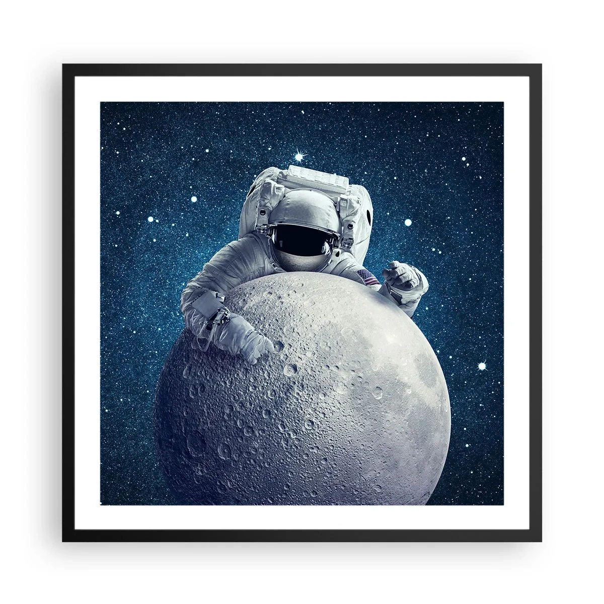 Affiche dans un cadre noir - Poster - Comique de l'espace - 60x60 cm