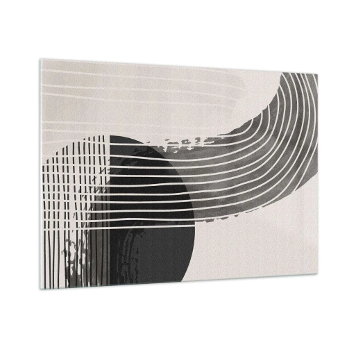 Impression sur verre - Image sur verre - Abstraction en noir et blanc avec des lignes et des formes géométriques - 100x70cm - Aller et retour - Décoration murale moderne pour le salon et la chambre ARTTOR