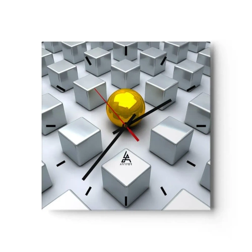 Horloge murale - Pendule murale - Pourquoi moi? Composition géométrique - 40x40 cm