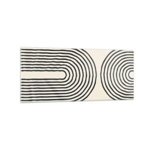 Impression sur verre - Image sur verre - Motif géométrique abstrait avec des lignes symétriques sur un fond clair - 120x50cm - Dans un instant... - Décoration murale moderne pour le salon et la chambre ARTTOR