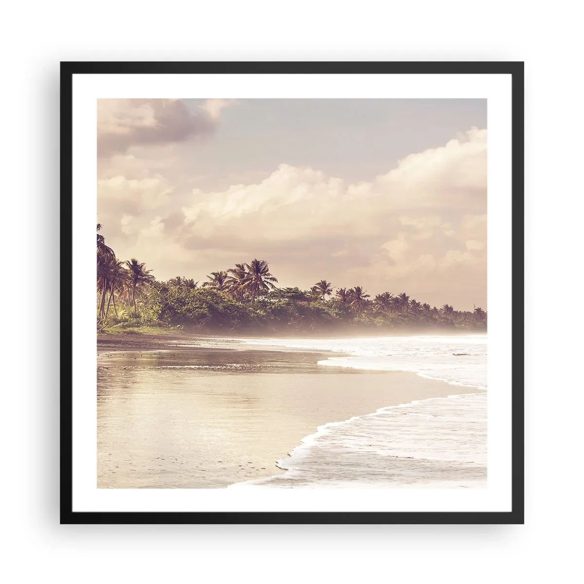 Affiche dans un cadre noir - Poster - La caresse des vagues - 60x60 cm