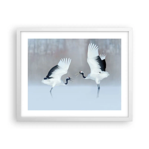 Affiche dans un cadre blanc - Poster - Danse dans le brouillard - 50x40 cm