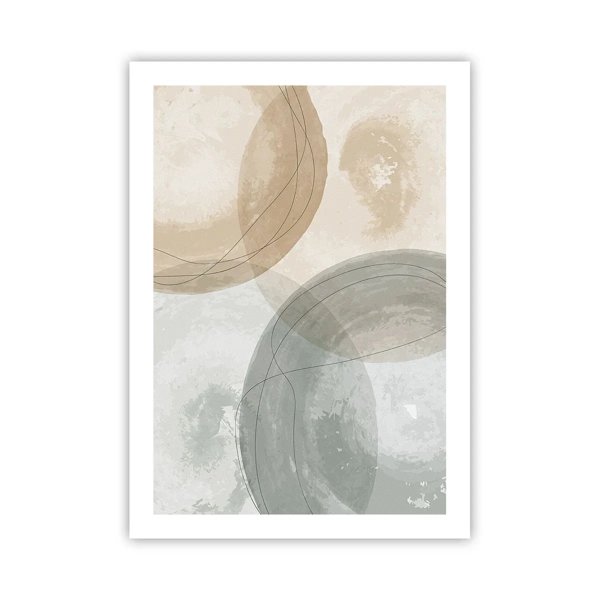 Affiche - Poster - Formes géométriques dans des tons terre pastel - 50x70cm - Mondes pénétrants - Décoration murale moderne pour le salon et la chambre ARTTOR