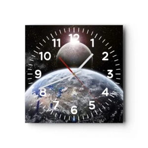 Horloge murale - Pendule murale - Paysage cosmique - lever de soleil - 30x30 cm