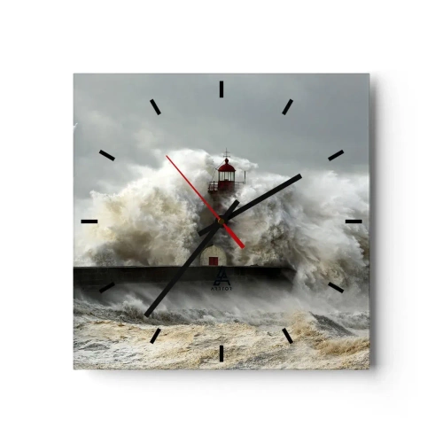 Horloge murale - Pendule murale - La colère de l'océan - 40x40 cm