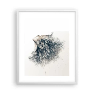 Affiche dans un cadre blanc - Poster - Écouter le murmure des arbres - 40x50 cm