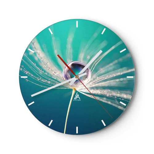 Horloge murale - Pendule murale - Macrophotographie d'une goutte de rosée sur une graine de pissenlit - 30x30cm - Moment mystique - Décoration murale moderne pour le salon, la cuisine et la chambre ARTTOR